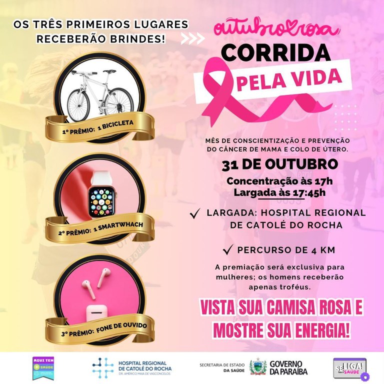 A Corrida pela vida promovida pelo Hospital de Catolé acontecerá no dia 31 de Outubro.jpg