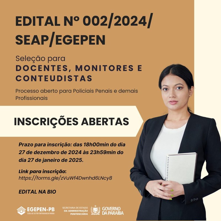 Seap abre inscrições para docentes, monitores e conteudistas.jpg Seap abre inscrições para docentes, monitores e conteudistas.jpg